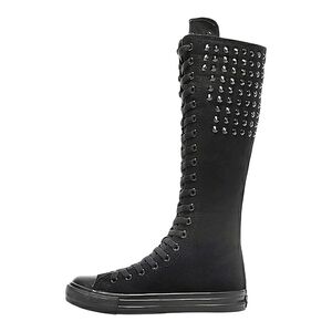 YUANBU ANUFER Sz 11 (43) Punk Style Knee High LaceUp Canvas Sneaker Boots Gothic